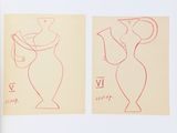 two drawings of vases on the page of a book