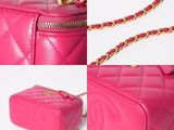 chanel pink quilted leather handbag with gold chain strap