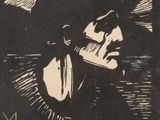 un dessin en noir et blanc représentant un homme coiffé d'un chapeau