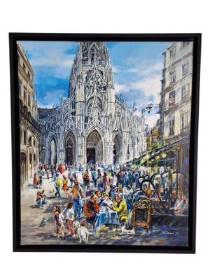 Ragib PAUL (1986) , "Eglise Saint-Maclou de Rouen", huile su…
