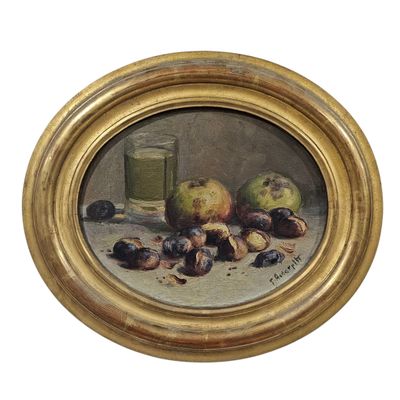 painting of a still life of apples and nuts on a table
