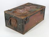 an old suitcase that is sitting on a white surface