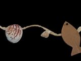 a string with a fish and a shell hanging from it
