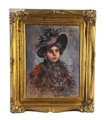 une image représentant un tableau d'une femme portant un chapeau