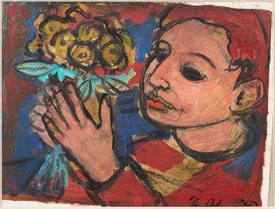 une image représentant un tableau où l'on voit un enfant tenant une fleur
