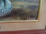 a painting of flowers in a vase on a table