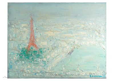 painting of a painting of the eiffel tower in paris
