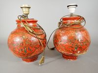 Belle Paire de pots à poser en papier mâché laqué polychrome… (photo 3)