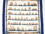 une image représentant une écharpe bleue et blanche ornée de bateaux