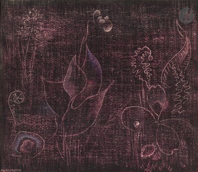une image représentant un dessin de fleurs et de plantes sur fond noir
