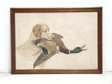 tableau représentant une femme tenant un canard dans ses bras
