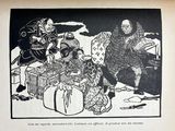 a drawing of a man and a woman sitting on a couch
