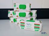 three packages of soap sitting on top of a counter next to each other
