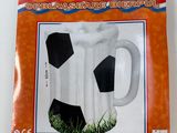 a white and black soccer mug with a black and white soccer ball on it