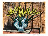 un dessin représentant un vase contenant des fleurs jaunes