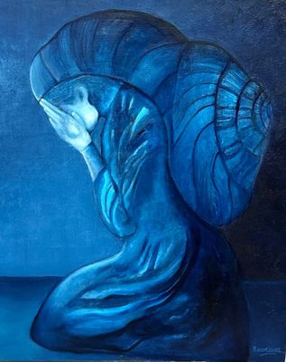 RODRIGUE,La femme escargot, Huile sur toile signée en bas à …