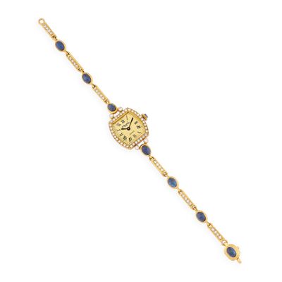 une montre pour femme sertie de saphirs et de diamants