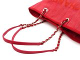 chanel red canvas bag with red chain strap