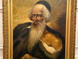 a painting of an old man with a white beard and a hat