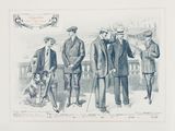 a drawing of a group of men in suits and hats