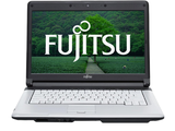 un ordinateur portable portant le logo Fujitsu sur l'écran
