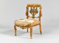 Chauffeuse Éclectique GUERET Frères en Bois Doré