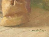 a painting of a pair of shoes on a sidewalk