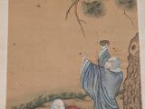 chinese painting of a man and a woman sitting under a pine tree