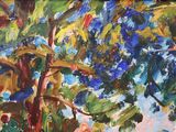a painting of a tree in the middle of a painting