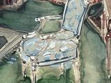 a watercolor painting of a chair and a table in a living room