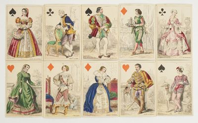 quatre cartes identiques représentant un homme en costume et une femme en robe