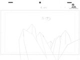 a drawing of a mountain with a bird on top of it
