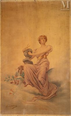 an old painting of a woman holding a bird in her hands