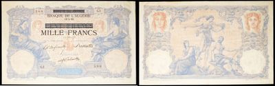 deux anciens billets de banque français sur lesquels figurent les portraits d'un homme et d'une femme