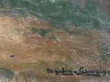 an image of a painting of a man riding a horse in a field