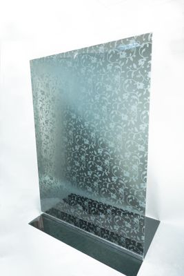 GLAS ITALIA, Paravent en verre fumé à décor de fleurs, H : 1…