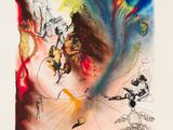 un dessin représentant un tableau où figurent un homme et une femme à cheval