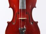 a close up of a violin with a bow on a white background