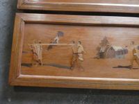 Ensemble de panneaux marquetés, gravés et peints, dont paire… (photo 2)