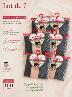 Lot de 7 paquets de 3 culottes en 36/38