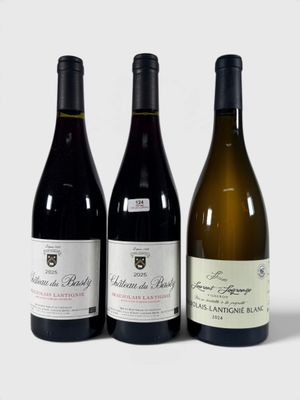 trois bouteilles de vin sont alignées sur une surface blanche