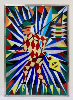 an image of a picture of a clock made out of colorful pieces of paper