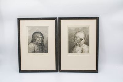 Paire de gravures de W. Sharp, un homme et une femme du Kamc…