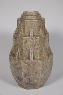 MOUGIN : VASE en céramique à décor marbré.