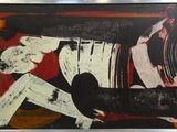 an image of a painting of a woman laying down on a couch