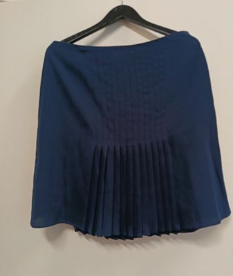 RALPH LAUREN jupe plissée bleue marine en polyester