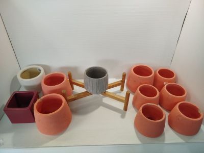 Lot de 12 - J-LINE - Cache-pots et support bois - Tailles va…