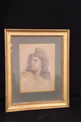 an old picture of a man with a hat and a beard in a gold frame