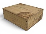 the wooden box is empty and ready to be filled with wine