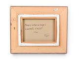 an old picture frame with a message written in it on a white background